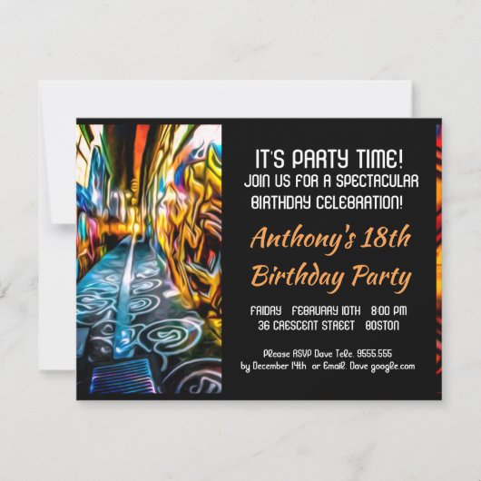 Graffiti Highway Invitation d'anniversaire (Devant)