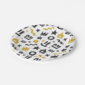 Graffiti Hip Hop Labels Black en Gold Rap Doodles Papieren Bordje (Gekanteld)