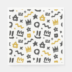 Graffiti Hip Hop Labels Black en Gold Rap Doodles Servet