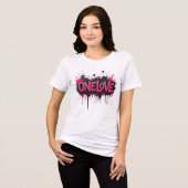 Graffiti Hot Pink "ONELOVE" Tri-Blend Shirt (Voorkant volledig)