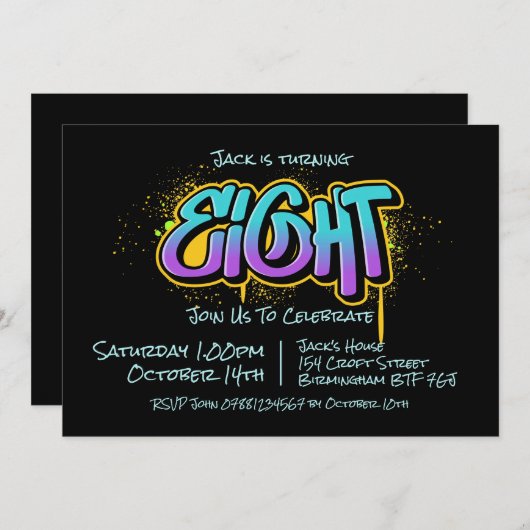 Graffiti Huit invitations (Devant / Derrière)