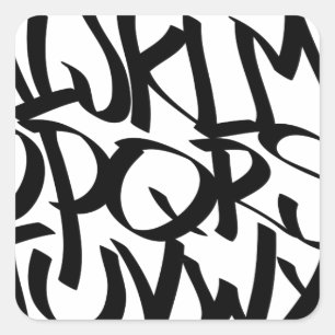 Graffiti in alfabet vierkante sticker