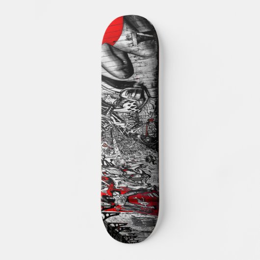 Graffiti in Red, Black en White Street Skateboard (Voorkant)