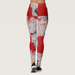 Graffiti in rode en witte vaten met Afrikaanse pot Leggings