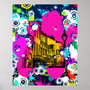 graffiti in stad verfsplaat kleurig ontwerp poster