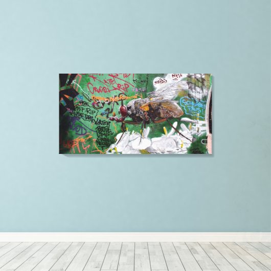 Graffiti insect - Canvas (Insitu (Houten vloer))