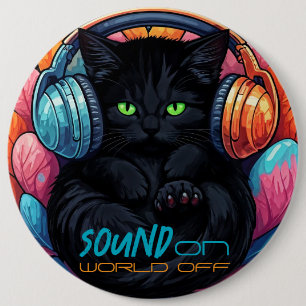 Graffiti Kat Vibe Button - Zwart