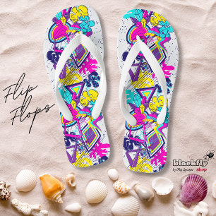 Graffiti kleurig patroon   actief sportstrand teenslippers