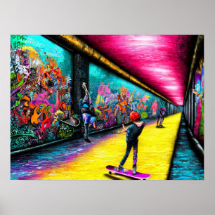 Graffiti komend uit levend Poster