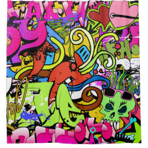 Graffiti Kunst: Hiphop stijl achtergrond Douchegordijn
