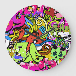 Graffiti Kunst: Hiphop stijl achtergrond Grote Klok