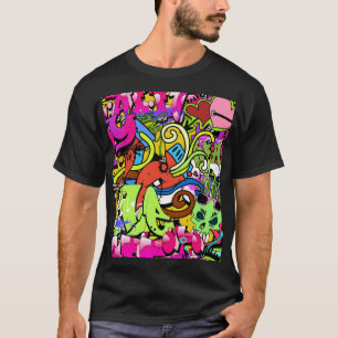 Graffiti Kunst: Hiphop stijl achtergrond T-shirt