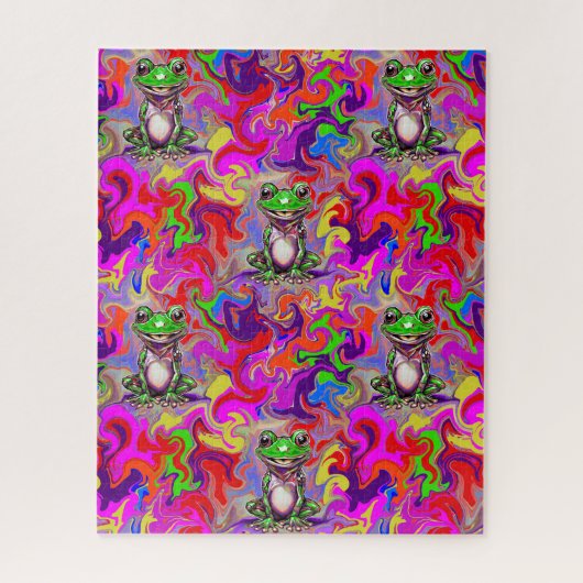 Graffiti Kunst Psychedelische Kikkers Kleurrijk Ec Legpuzzel (Verticaal)