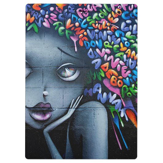 Graffiti Kunst Schattige Meisje Klembord (Achterkant)