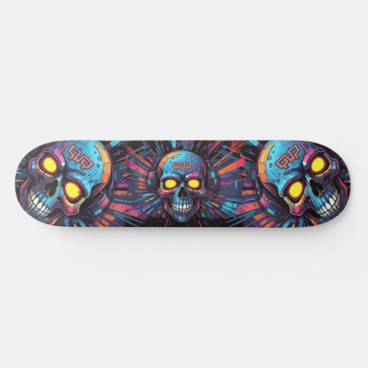 Graffiti kunstschedel Cyberpunk 2 Skateboard (Horizontaal)