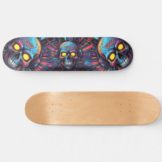 Graffiti kunstschedel Cyberpunk 2 Skateboard (Horizontaal)