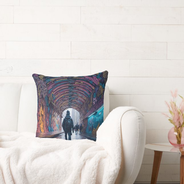 Graffiti Kunsttunnel Kussen (Bank)