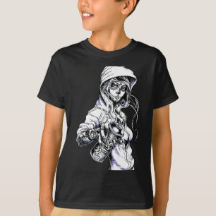 Graffiti Label Skeleton Ghetto Girl T-shirt