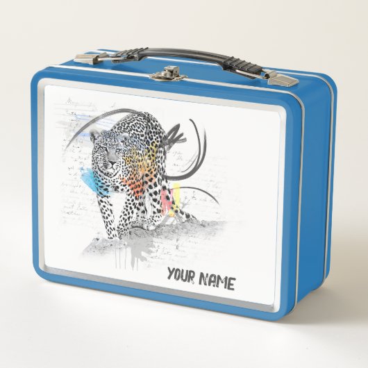Graffiti Leopard Lunch Box – Aangepaste naam (Voorkant)