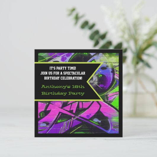 Graffiti Letters Anniversaire Invitation (Debout devant)