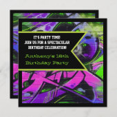 Graffiti Letters Birthday Invitation Kaart (Voorkant / Achterkant)