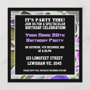 Graffiti Letters Birthday Invitation Kaart