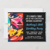 Graffiti Lettres bleues Abstraites Invitation d'an (Devant)