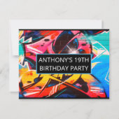 Graffiti Lettres bleues Abstraites Invitation d'an (Dos)