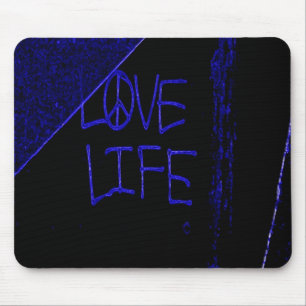 Graffiti "Love Life" Neon Blue Muismat