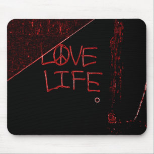 Graffiti "Love Life" Neon Rode Muismat
