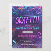 Graffiti luisant neon invitation anniversaire (Devant)