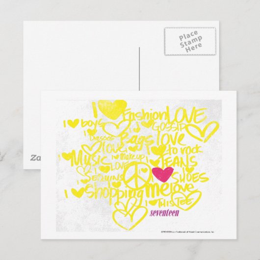 Graffiti Magenta/Geel Briefkaart (Voorkant / Achterkant)