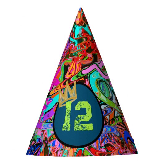 Graffiti met kroon en leeftijd feesthoedjes (Voorkant)