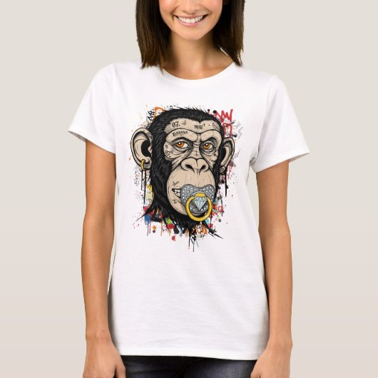 Graffiti Monkey Face Art - Abstracte straatstijl T-shirt (Voorkant)