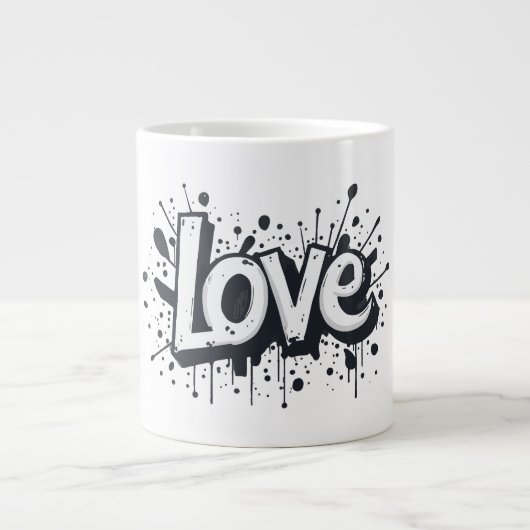 Graffiti Monochrome Love Label Extra Grote Beker (Voorkant)