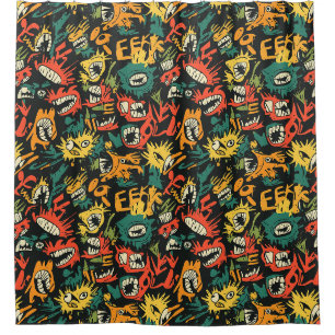 Graffiti Monster Eek Zwart Halloween (1) Douchegordijn