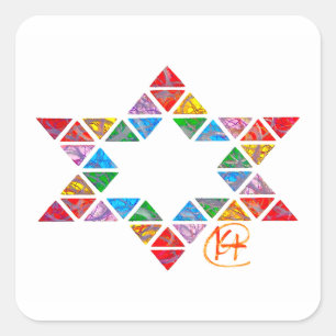 Graffiti Mozaïek Joodse Star Art Vierkante Sticker