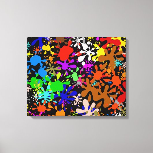 Graffiti Multi Paint Splatter Wallpaper Design Canvas Afdruk (Voorkant)