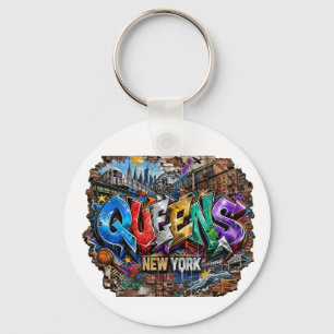 Graffiti-muurkunst in Queens New York Sleutelhanger