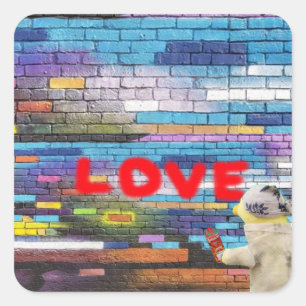 Graffiti-muurkunst met liefde. vierkante sticker
