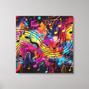 Graffiti muzieknoten Canvas Art Afdruk