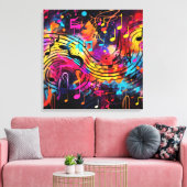 Graffiti muzieknoten Canvas Art Afdruk (Insitu (Woonkamer))