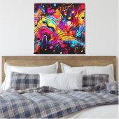Graffiti muzieknoten Canvas Art Afdruk (Insitu (Slaapkamer))