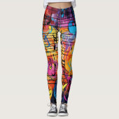 Graffiti muzieknoten Leggings (Voorkant)