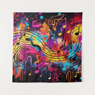 Graffiti Muzieknoten Tapestry Wandkleed