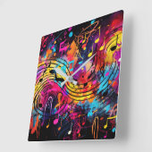 Graffiti Notes musicales Horloge murale (Angle)