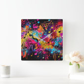 Graffiti Notes musicales Horloge murale (Maison)