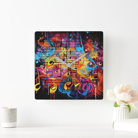 Graffiti Notes musicales Horloge murale (Maison)