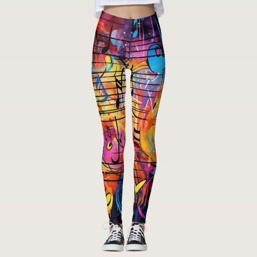 Graffiti Notes musicales Leggings (Devant)
