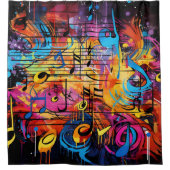 Graffiti Notes musicales Rideau de douche (Devant)